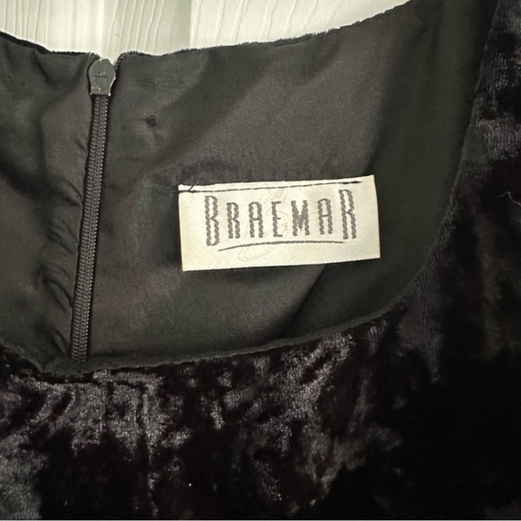 Size 14 Vintage Braemar Black Velvet Wedding Guest Formal Maxi Dress - Picture 4 of 4